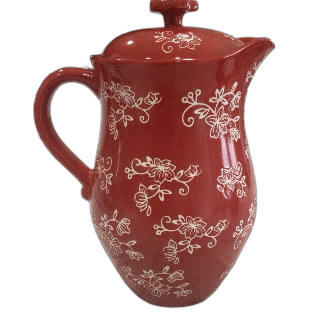 Tem-tations by Tara Floral Lace 2qt Ceramic Pot KFI-XNG-973261 with Lid.